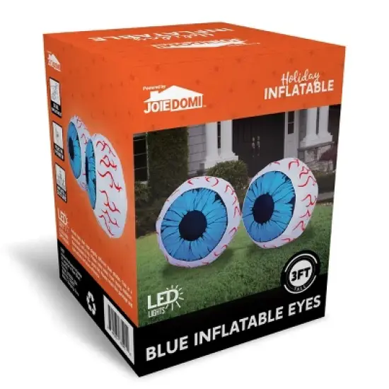 Joyfy 2 Packs Halloween Inflatables Outdoor Decorations, 3 FT Huge Eyeballs Inflatable for Halloween Party Indoor Outdoor Garden Lawn Yard Decoration image {8}