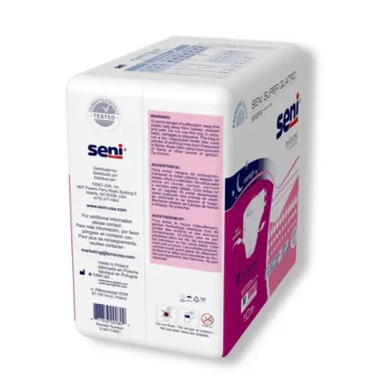 Seni Super Quatro Adult Incontinence Brief M Heavy Absorbency Breathable / Overnight, S-ME10-BQ1, Severe image {3}