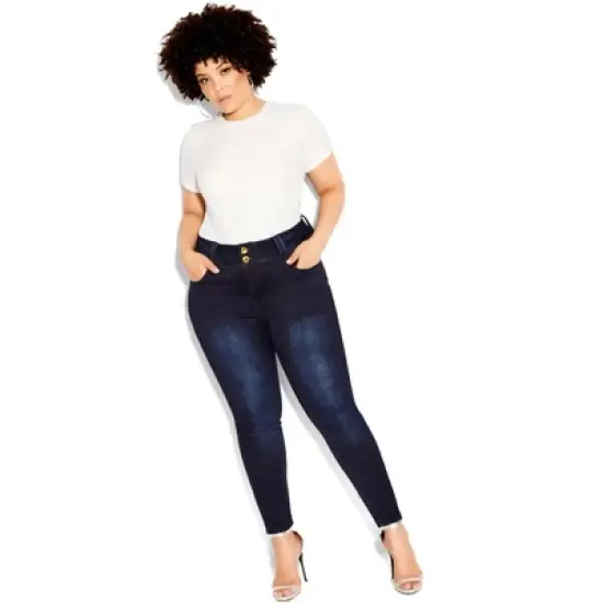 Women's Plus Size Asha Regular Skinny Jean - dark denim | CITY CHIC image {2}