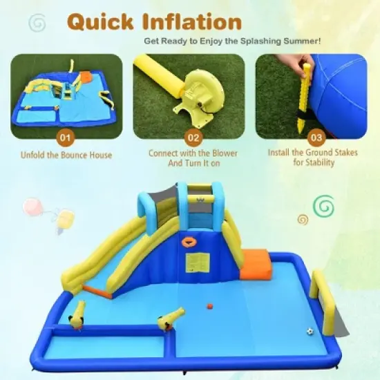 Costway Inflatable Water Slide Bounce House Climbing Wall without Blower image {7}