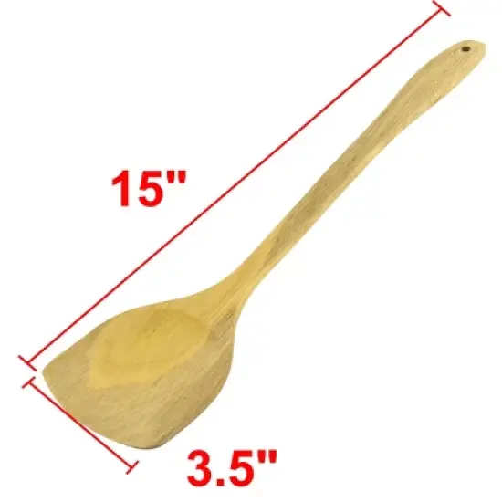 Unique Bargains Wooden Curved Handle Kitchen Cooking Spatula 15" x 3.5" x 0.35" 1 Pc image {1}