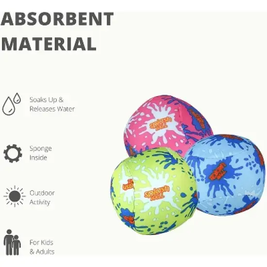 12 Pack - 3" Water Bomb Splash Balls - Beach Water Absorbent Ball Kids Pool Toys & Party Favors by 4E's Novelty image {3}