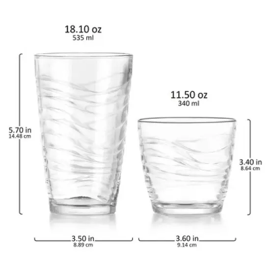 Libbey Orbita 16 Piece Tumbler and Rocks Glass Set image {2}