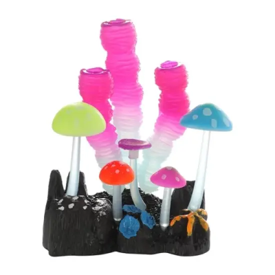 Unique Bargains Soft Silicone Glowing Aquarium Mushroom Coral Rose Red 3.54"x4.72" image {6}