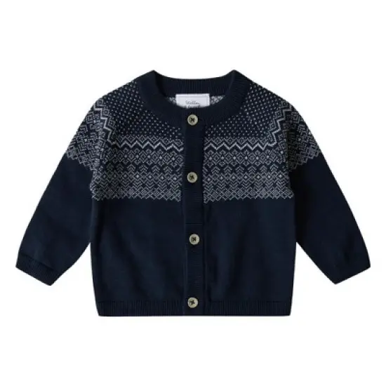 Stellou & Friends 100% Cotton Knit Norwegian Jacquard Design Baby Toddler Boys Girls Long Sleeve Cardigan Sweater image {4}