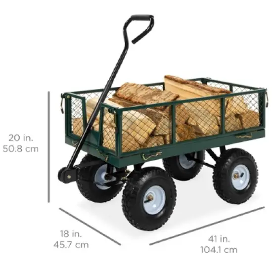Best Choice Products Heavy-Duty Steel Garden Wagon Lawn Utility Cart w/ 400lb Capacity, Removable Sides, Handle image {6}