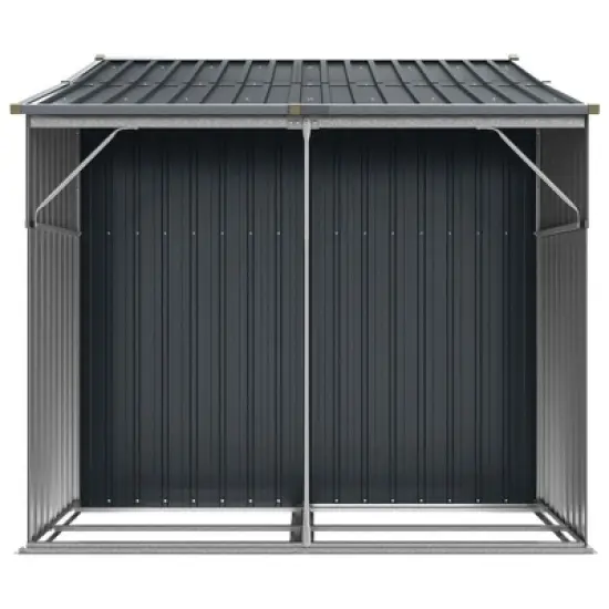 vidaXL Garden shed Metal Outdoor Storage Anthracite - Galvanized Steel Tool shed for Patio, Backyard, or Garden with Ventilation and sloped roof image {5}