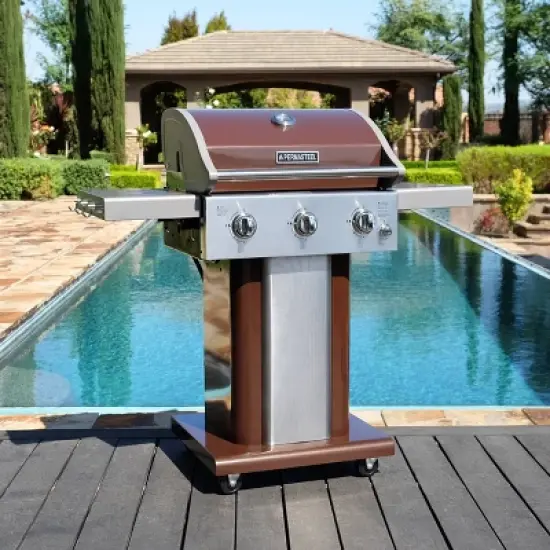 Permasteel 3-Burner Gas Grill with Foldable Side Tables image {5}