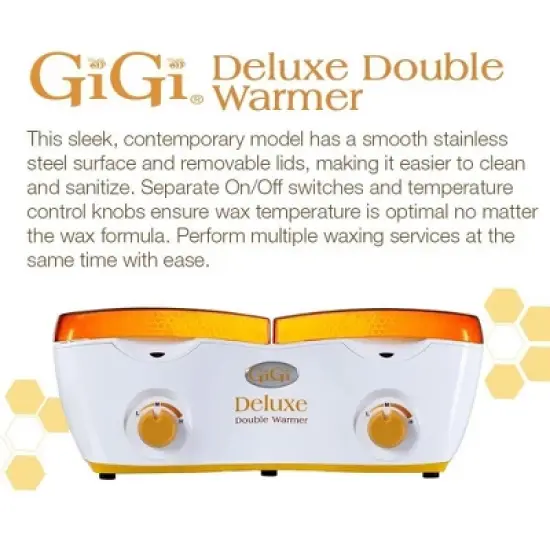 GiGi DELUXE DOUBLE Hair Removal Wax Warmer, 14 oz - For Two Pots & All Day Use - Independent Temperature Settings image {1}