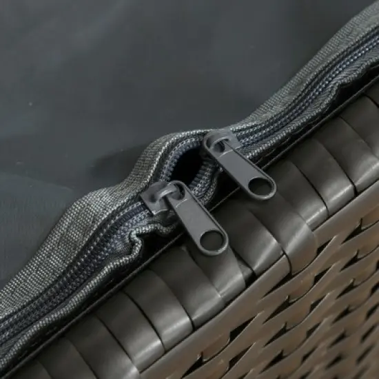 Outsunny Storage Bench Rattan Wicker Garden Deck Box Bin with Interior Waterproof Bag and Comfy Cushion, Cream White image {5}