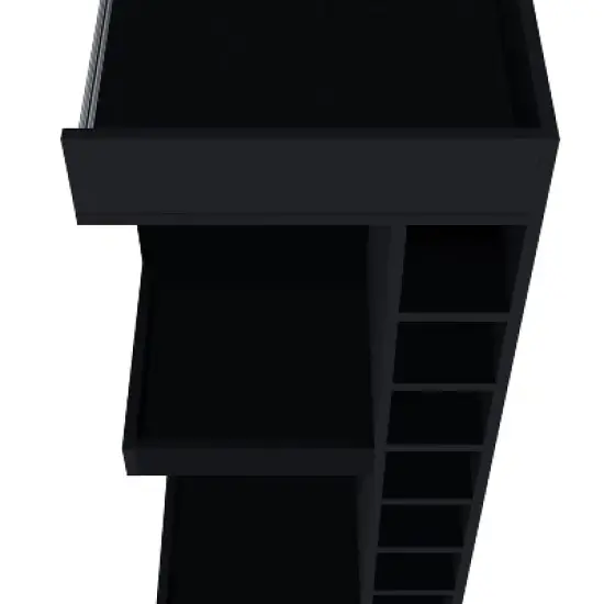 Gulches Lamer Corner Bar Cabinet Black 12 Bottle Wine Rack, Open Shelves, Scratch Resistant Surface, Compact Design image {5}