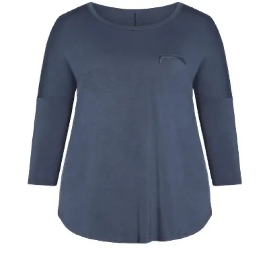 Women's Plus Size Neela Zip Plain Top - steel | AVENUE image {2}