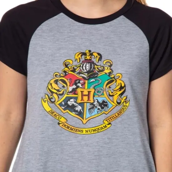 Harry Potter Juniors' Wizarding World Hogwarts Crest Sleep Pajama Nightgown Grey image {2}