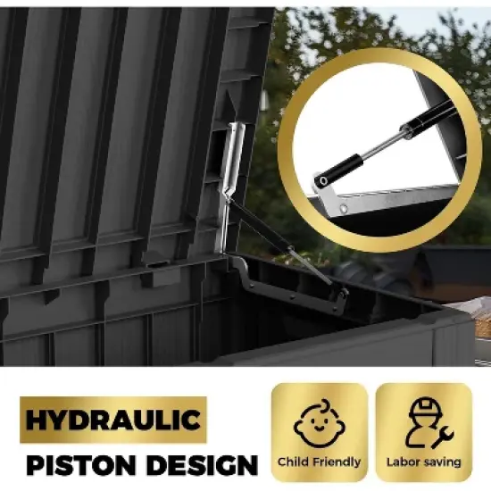 BI&SEA 100 Gallon lockable storage box, waterproof and UV resistant for outdoor mat storage, garden tool and swimming pool accessory storage image {5}