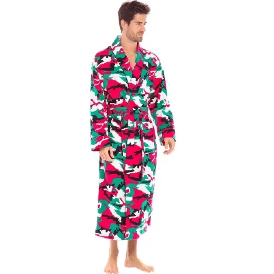 Men's Lightweight Flannel Robe, Soft Cotton image {1}