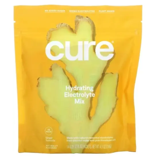 Cure Hydration Hydrating Electrolyte Mix, Ginger Turmeric, 14 Packets, 0.29 oz (8.3 g) Each image {3}