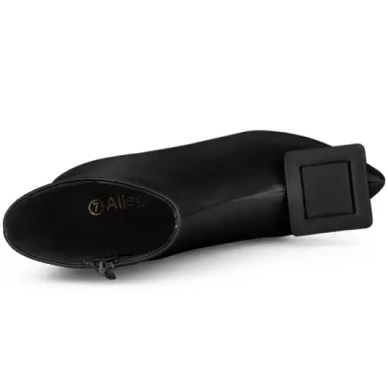 Allegra K Women's Pointed Toe Detachable Buckle Decor Stiletto Heel Ankle Boots image {4}