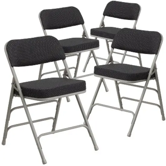 Emma and Oliver 4 Pack Premium Curved Triple Braced & Hinged Fabric Upholstered Metal Folding Chair image {13}