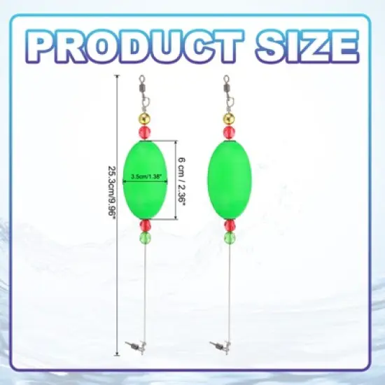 Unique Bargains Plastic Weighted Popping Oval Fishing Floats Rigs 2 Pcs image {1}