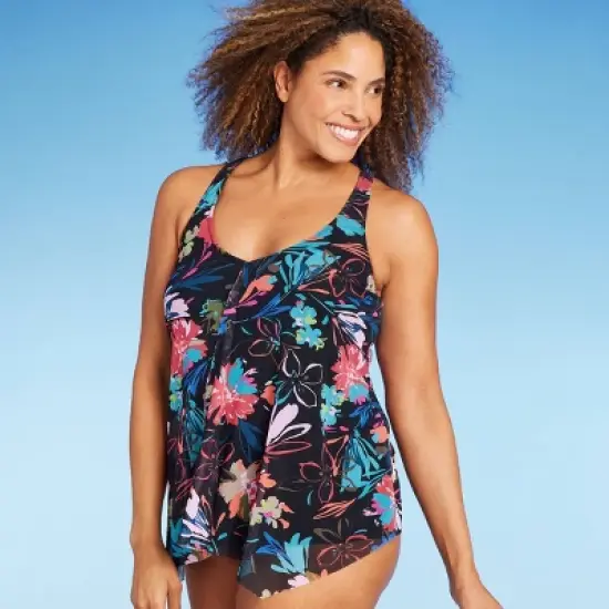 Women's UPF 50 Mesh Overlay Tankini Top - Aqua Green&reg; image {6}