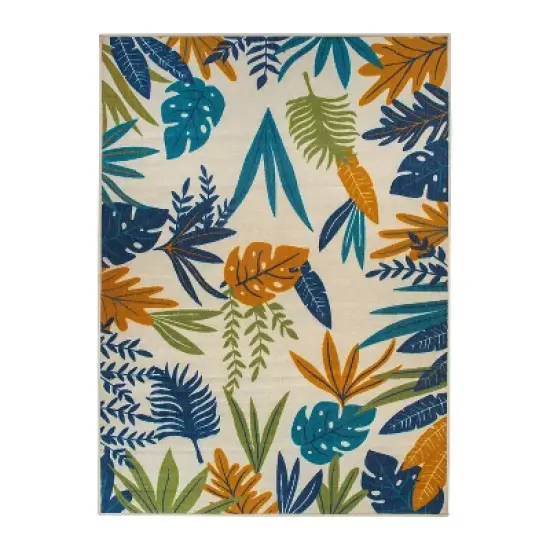 World Rug Gallery Contemporary Floral Leaves Indoor/Outdoor Area Rug:  Quick Dry,  UV Protection,  Flat Pile image {12}