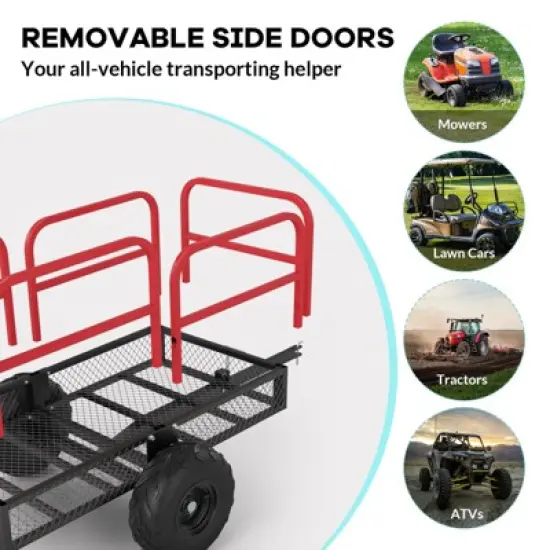 ATV Trailer Pull Behind Dump Cart, 1700lbs 17 Cubic Feet, Heavy Duty Yard Garden Trailer image {4}