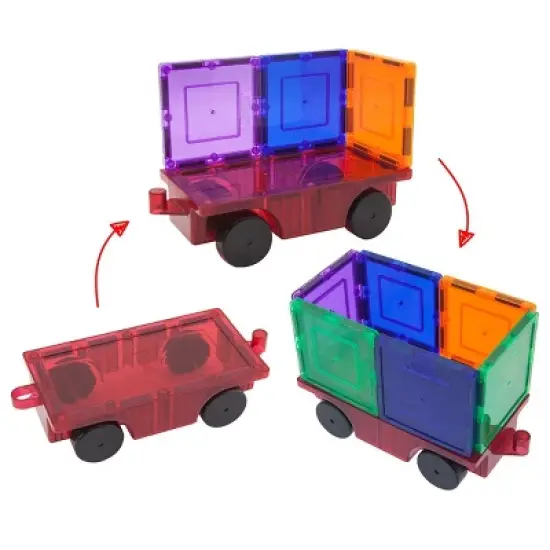 PICASSO-TILES Cars Magnetic Tiles for Kids, Construction STEM Building Blocks Educational Toy, 2PCS image {4}