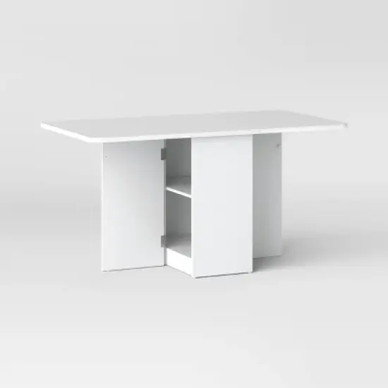 Drop Leaf Dining Table with Storage Shelves White - Room Essentials&trade; image {2}