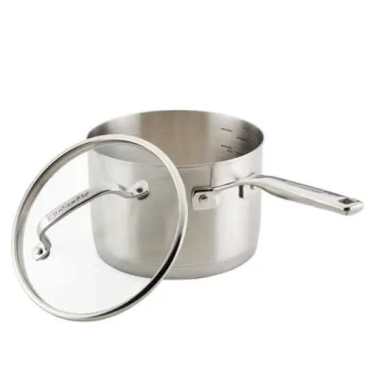 KitchenAid 3qt 3-Ply Blas&eacute; Stainless Steel Induction Saucepan with Lid Silver image {1}