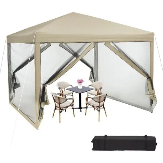 10x10ft Easy Pop-Up Canopy, Outdoor Screen Tent with Mosquito Netting, 2 Zipper Doors, and Roller Bag for Yard Camping Picnic Party Events image {8}