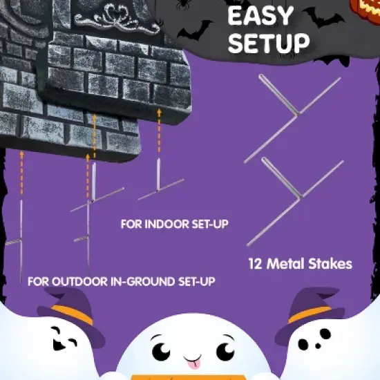 Joyfy 5pcs 17" Halloween Foam RIP Graveyard Tombstones with 12 Metal Stakes, Halloween Tombstones Cemetery Decorations for Haunted House Yard Lawn image {6}