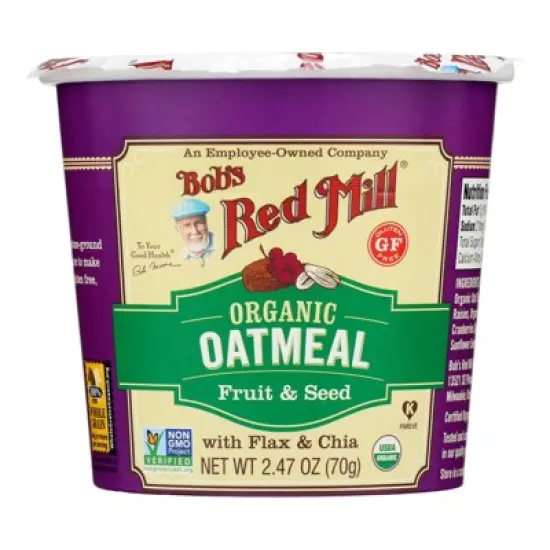 Bob's Red Mill Organic Fruit & Seed Oatmeal Cup - Case of 12/2.47 oz image {1}
