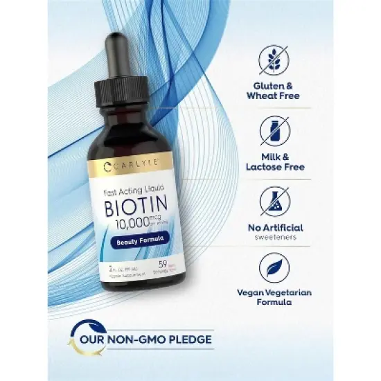 Carlyle Liquid Biotin 10000mcg | 2 oz Gel Drops image {4}