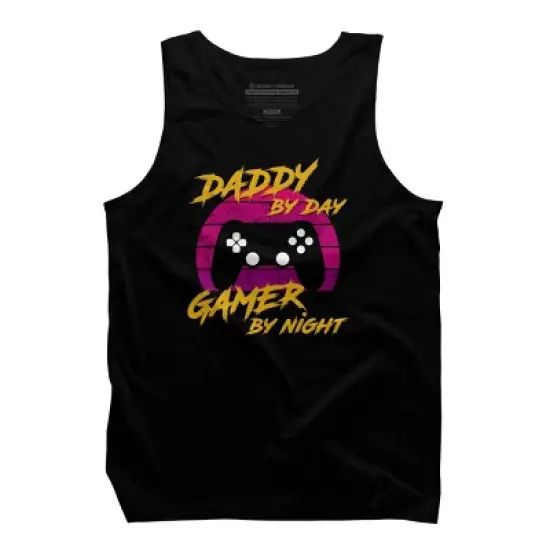 Men's Design By Humans Daddy By Day Gamer By Night By thriftjd Tank Top image {2}