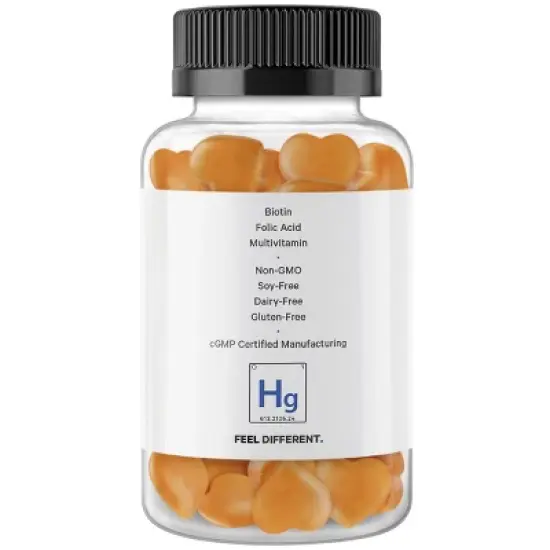 Codeage Hair Gummies, Biotin, Vitamin C, Inositol, Zinc, Folic Acid, Sugar-Free Supplement - 60ct image {9}