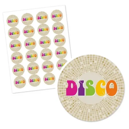 Big Dot of Happiness 70's Disco - 1970's Disco Fever Party Circle Sticker Labels - 24 Count image {1}