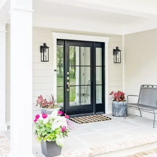 C Cattleya 1-Light Matte Black Motion Sensing Dusk to Dawn Outdoor Wall Lantern Sconce with Seeded Glass Shade image {5}