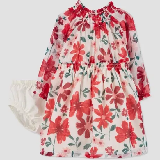 Carter's Just One You&reg; Baby Girls' Long Sleeve Floral Dress - Red image {3}