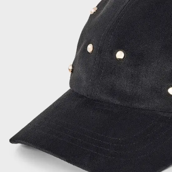 Faux Suede with Stud Detail Baseball Hat - Universal Thread&trade; Black image {3}