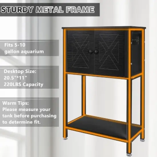 MaseiKar 5-10 Gallon Fish Tank Stand, Heavy Duty Aquarium Stand with Cabinet & Power Outlets for Fish Tank Accessories Storage, Double Tank Stand image {5}