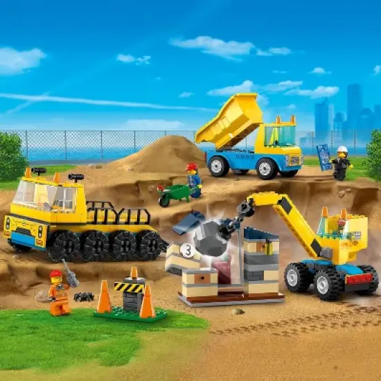 LEGO City Construction Trucks and Wrecking Ball Crane Building Toy Set 60391 image {3}