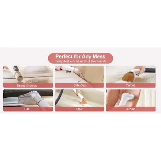 MUJERBAY 12Kpa Upholstery Carpet Cleaner, Portable Spot Cleaner with Wheels & Handle, Cleaner Couch,Car vacuum,Blue image {12}