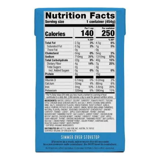 Kettle & Fire Gluten Free Lentil and Vegetable Soup - 16oz image {1}