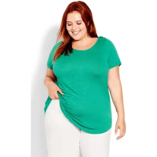 Women's Plus Size Slub Tee - jade | EVANS image {8}