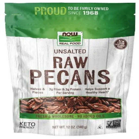 Pecans Halves and Pieces, Raw by Now Foods  -  12 oz Bag image {2}