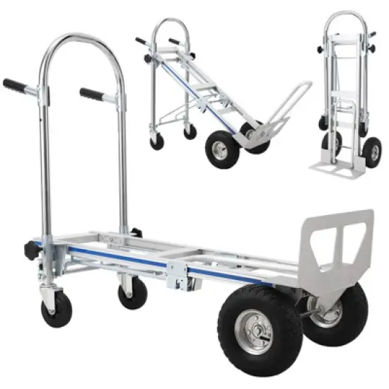 Convertible Hand Truck Dolly, Heavy Duty Folding Utility Cart, Pneumatic Tires for Warehouse, Aluminum image {10}