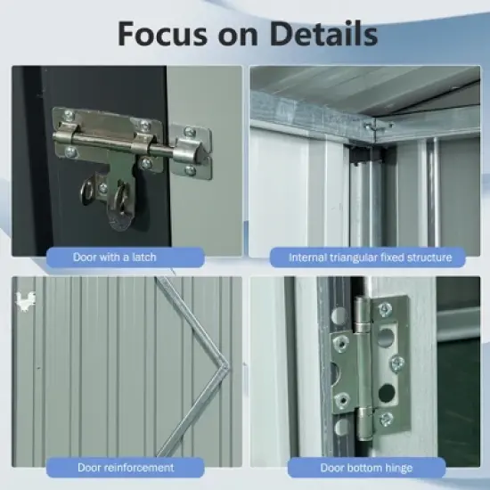 MOEPISY 5ft Outdoor Metal Storage Shed Transparent plate Gray image {5}