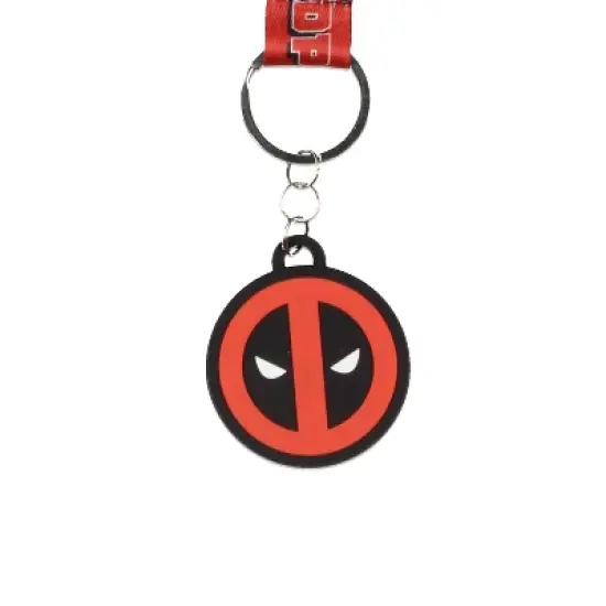 Marvel Deadpool Logo Wrist Strap Lanyard for Keys with 2" Rubber Keychain image {1}