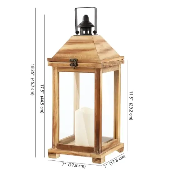 Elida 18.25" Indoor/Outdoor Lantern - PLT4081 - Light Brown - Safavieh image {2}