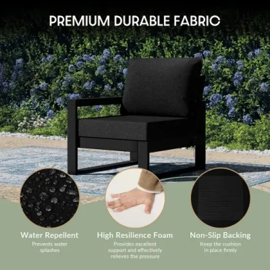 WestinTrends Montara Outdoor HDPE All-Weather Modern Patio Loveseat with Waterproof Cushions image {7}